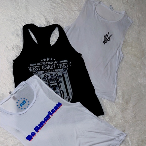 Bella Canvas Tops - Trendy Women's Graphic Tank Tops - Black and White